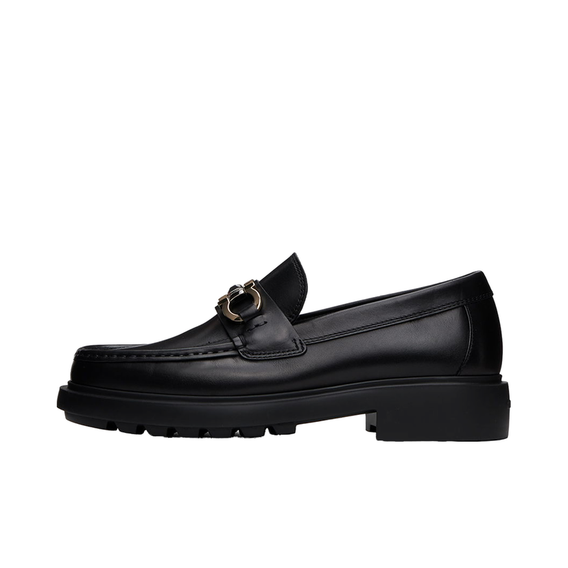 Superge in čevlji FERRAGAMO Hardware Leather Loafers Črna | 768108