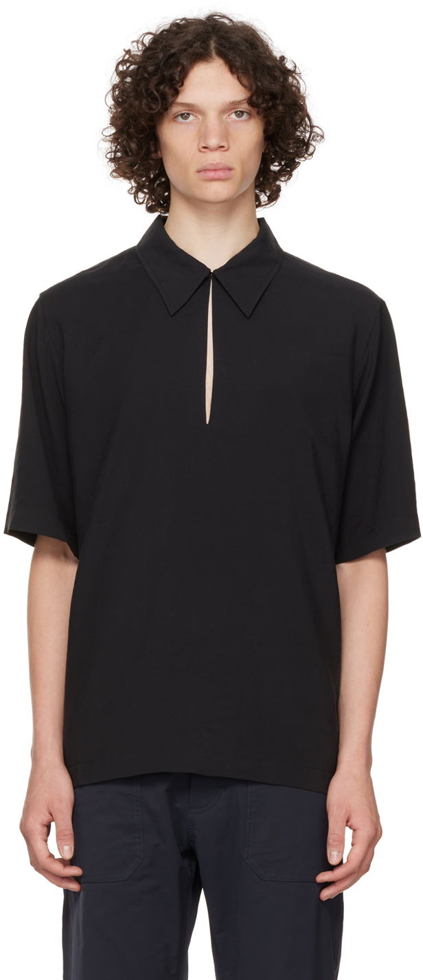 Polo majica Nanushka Shirt With Open Collar Črna | NM22PFSH01499