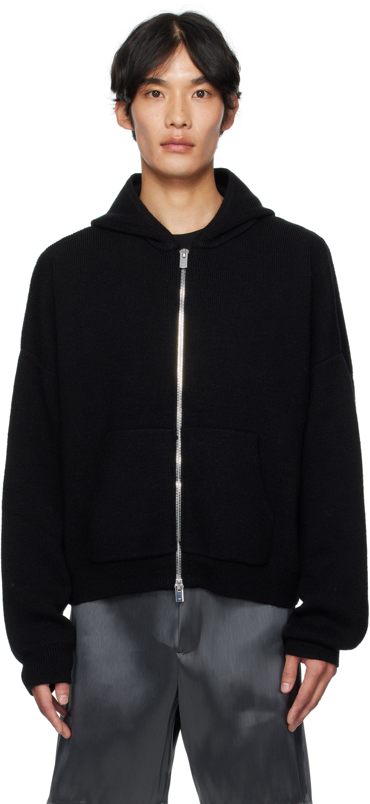 Pulover HELIOT EMIL HELIOT EMIL Lampi Knit Zip-Up Hoodie Črna | PREAW25_M_07_076_BLK01, 0