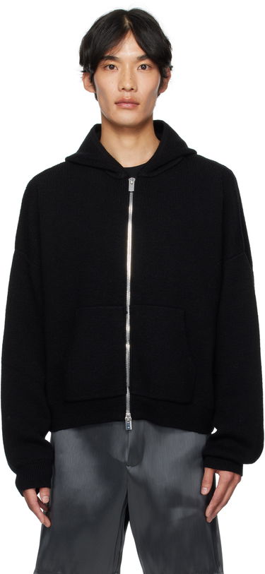 Pulover HELIOT EMIL HELIOT EMIL Lampi Knit Zip-Up Hoodie Črna | PREAW25_M_07_076_BLK01, 0