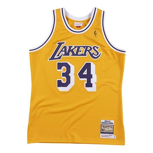 Dres Mitchell & Ness Mitchell & Ness NBA Los Angeles Lakers Shaquille ONeal  #34 Basketball Jersey Rumena | AJY4AC18066-LALLTGD96SON, 0