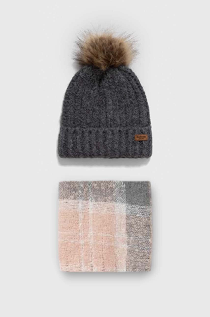 Beanie Barbour Knitted Pom-Pom Beanie Hat and Scarf Set Siva | LGS0077, 0