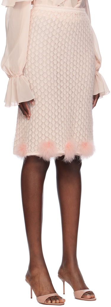 Krila Blumarine Feather Appliqué Midi Skirt Roza | A444G034A, 1