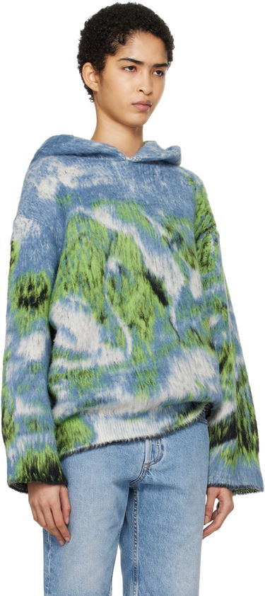 Pulover The Attico Attico Swan Print Knit Hoodie Večbarvna | 250WCK00114 MIX015AA, 1