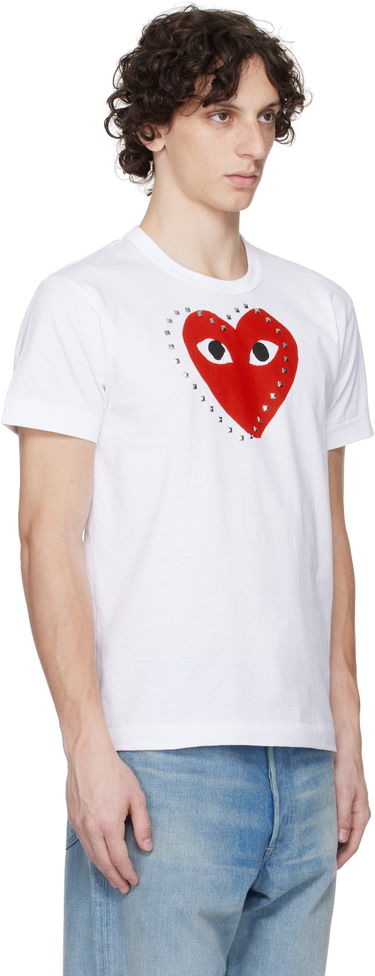 Majica Comme des Garçons COMME des GARÇONS PLAY Stud Print Red Heart T-Shirt Bela | AX-T803-051, 4