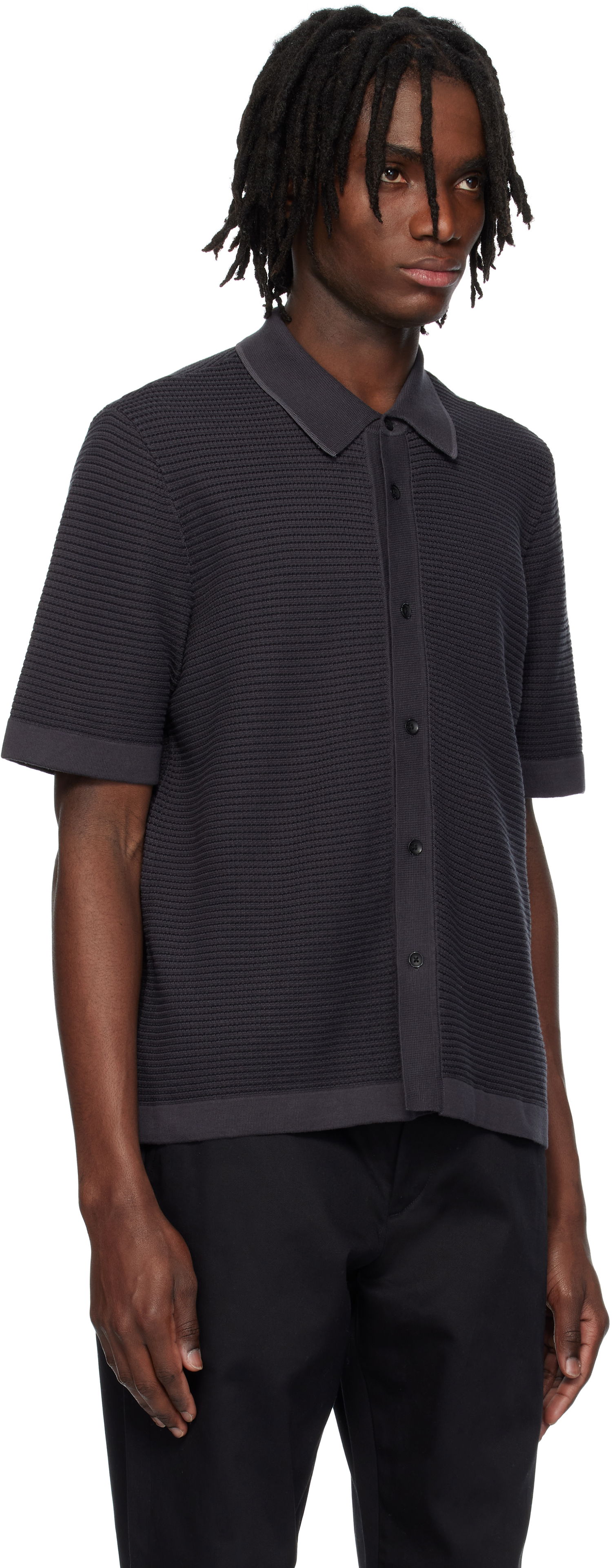 Polo majica rag & bone Rag & Bone Harvey Striped Jacquard Knit Polo Črna | MBS25S025BC25, 1