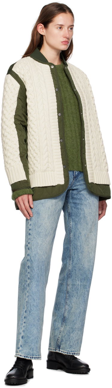 Pleteni pulover rag & bone Rag & Bone Winnie Cable Knit Quilted Jacket Zelena | WAW24F20247724, 3