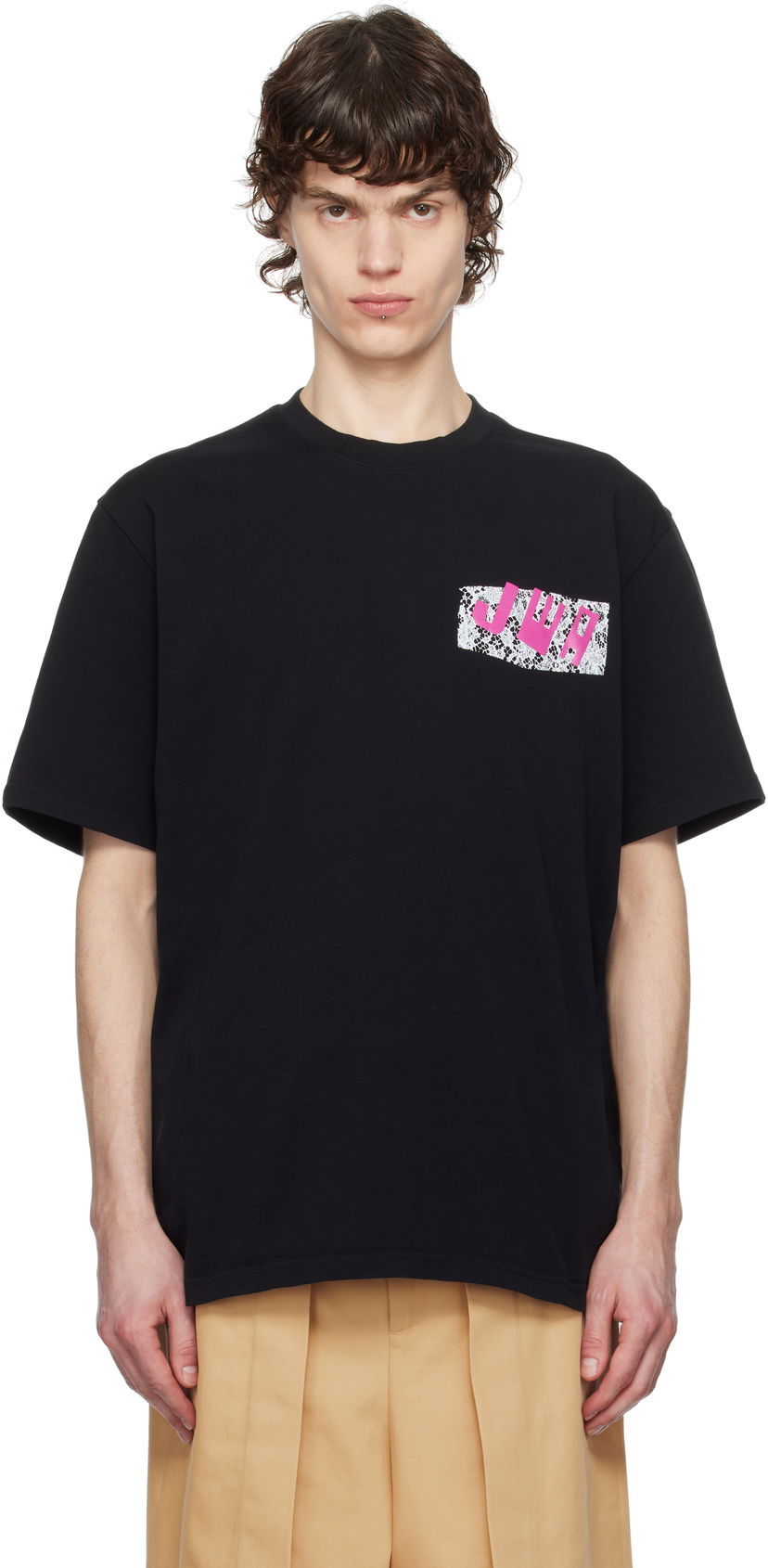 Majica JW Anderson JW Anderson 'JWA' Lace Trim T-Shirt Črna | JT0272-PG1551