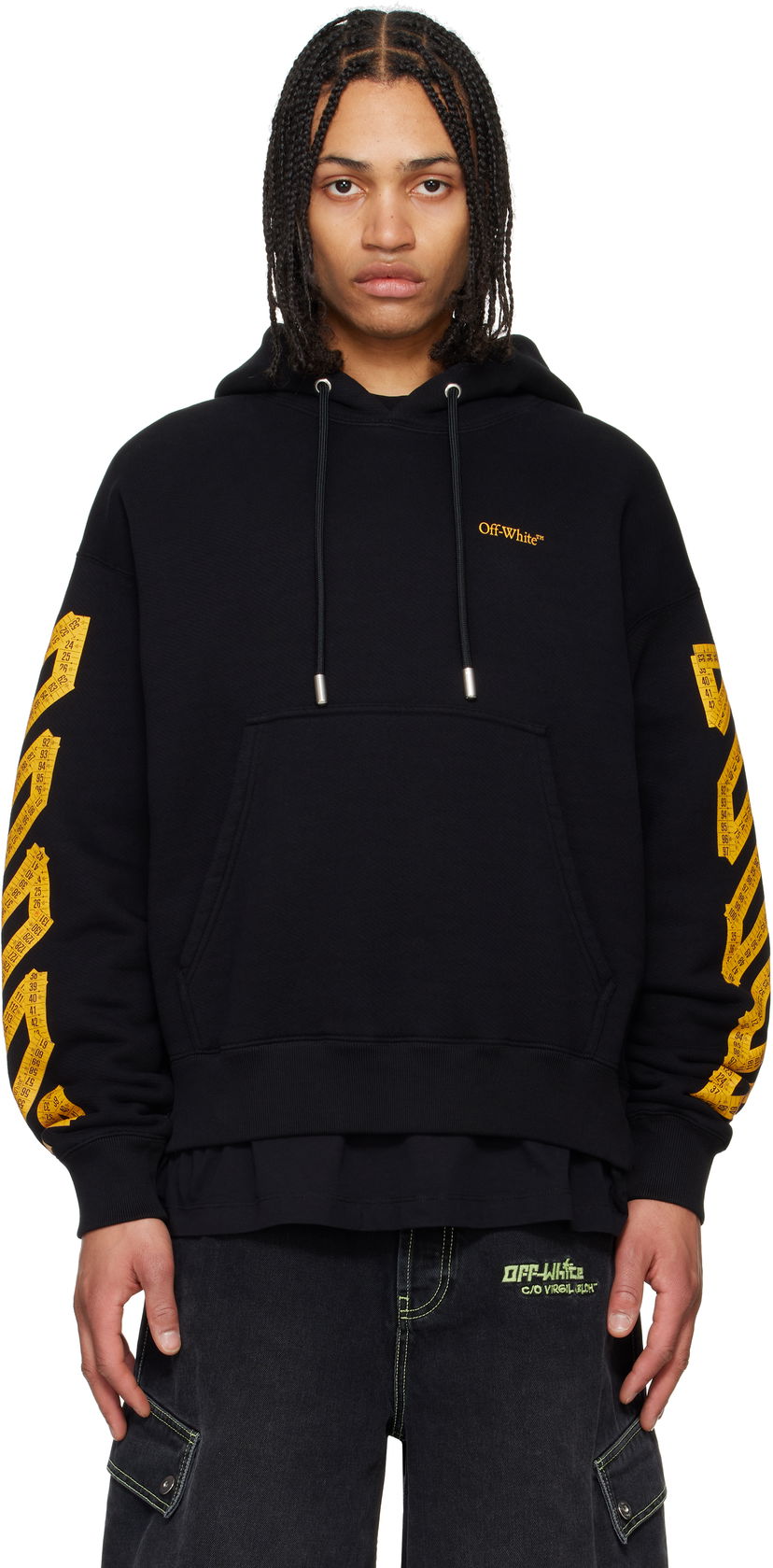 Pulover Off-White Tape Arrow Hoodie Črna | OMBB085S25FLE00J1022