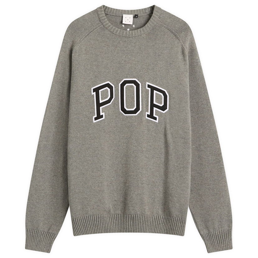 Pleteni pulover Pop Trading Company Pop Trading Company Knitted Arch Logo Crew Sweater Siva | POPSS25-06-003