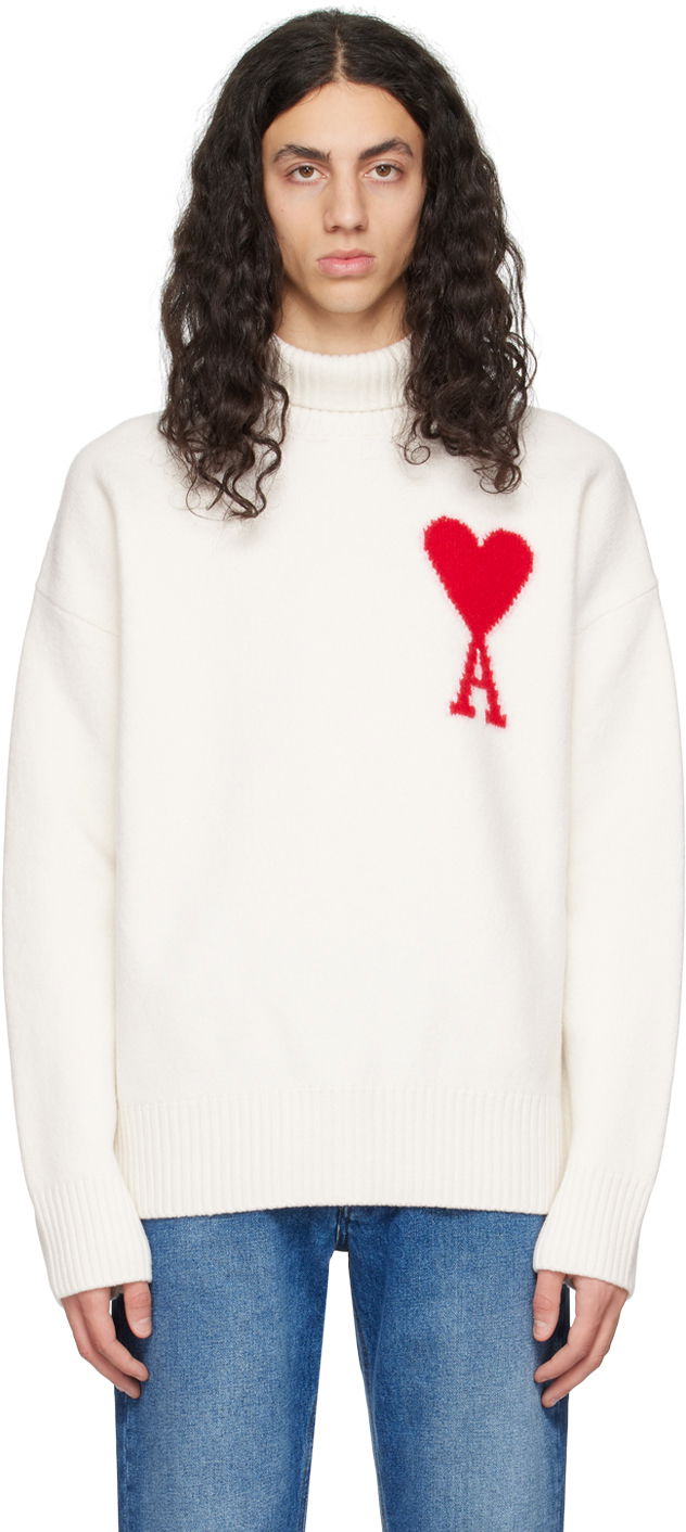 Pleteni pulover AMI Turtleneck Bela | BFUKS402.018, 0