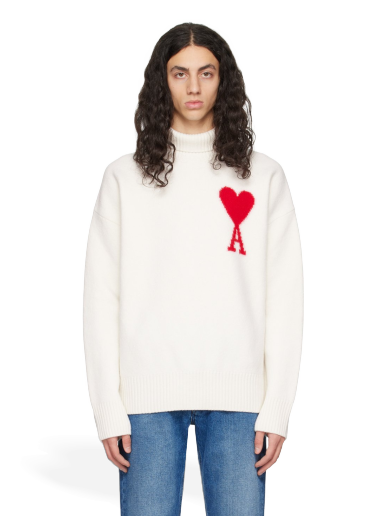 Pleteni pulover AMI Turtleneck Bela | BFUKS402.018