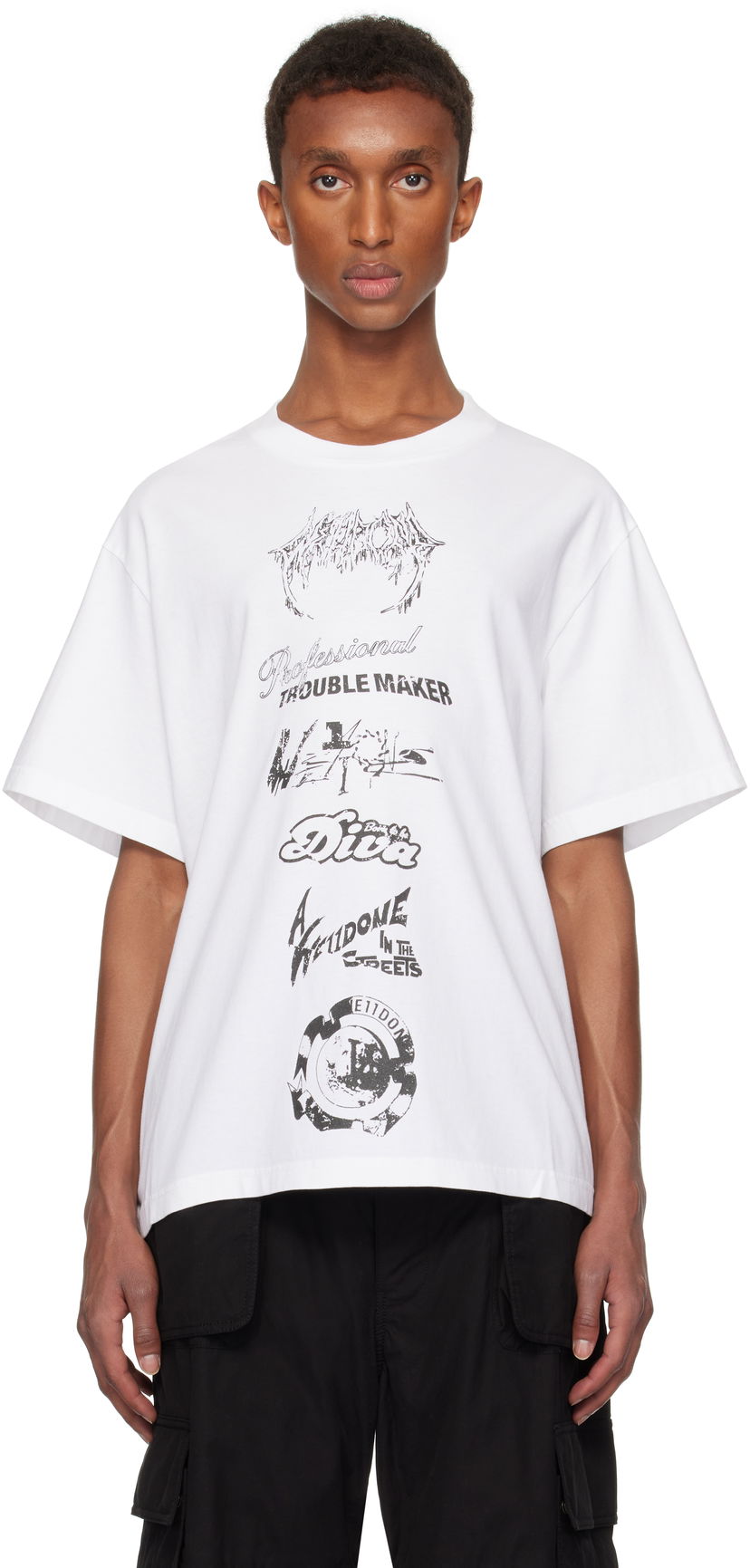 Majica We11done Multi Logo Graphic T-Shirt Bela | WD-TT3-24-777-U-WH