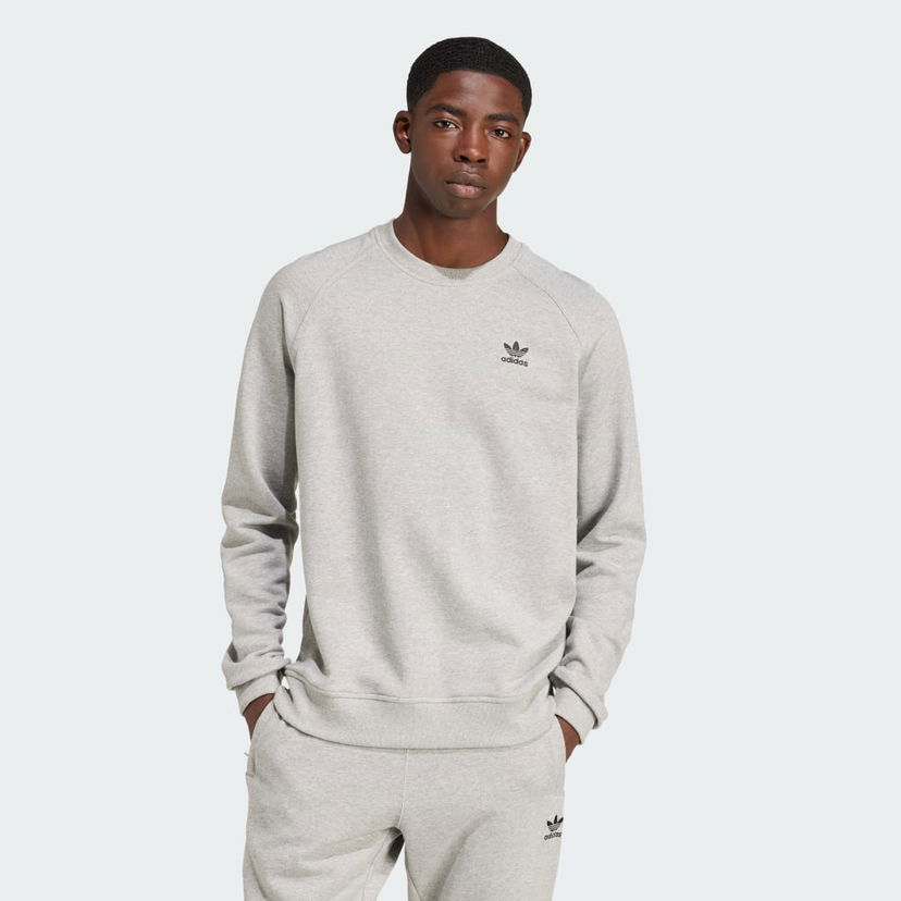 Pleteni pulover adidas Performance Trefoil Essentials Crew Sweatshirt Siva | IX7677
