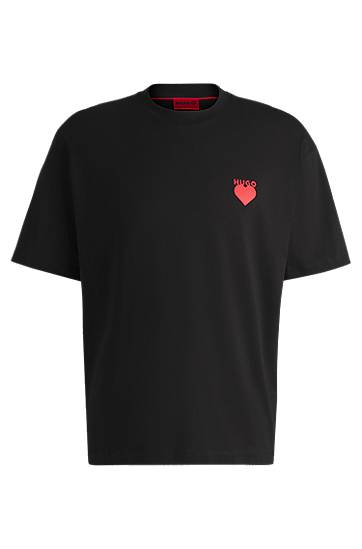 Majica BOSS HUGO Cotton-jersey T-shirt with Heart Artwork Črna | 50530557