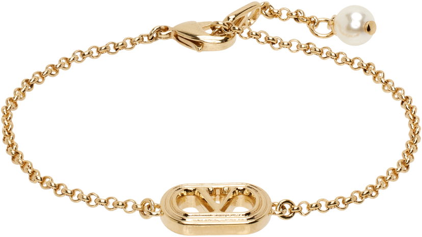 Zapestnica Valentino Valentino Garavani Oval Chain Bracelet with Pearl Kovinski | 6Y2J0S37UXM