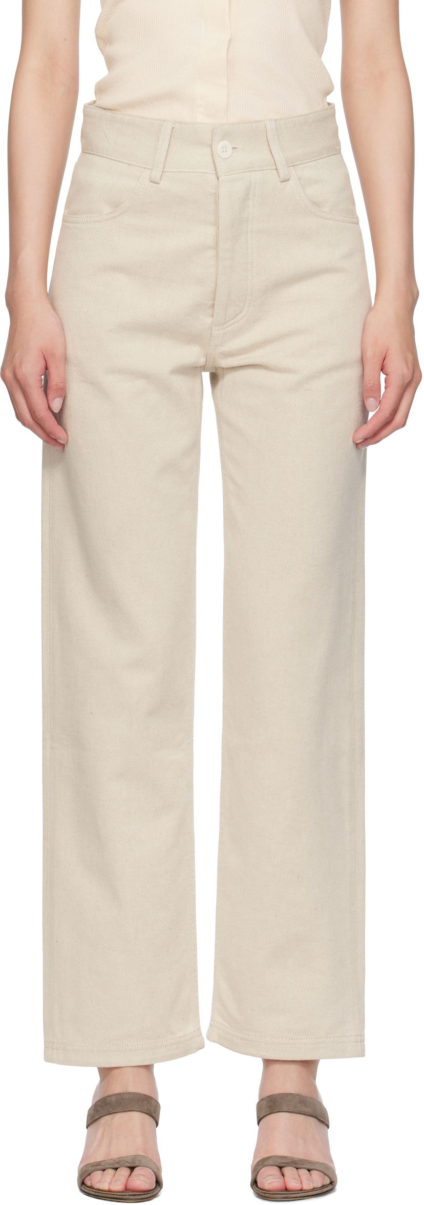 Kavbojke Baserange Baserange Tajo Wide-Leg Jeans Bež | TRTA-DE-SU25