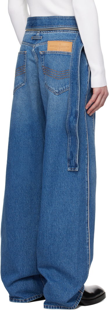 Kavbojke Jean Paul Gaultier Jean Paul Gaultier 'The Belted Denim' Wide-Leg Jeans Modra | 25/33-F-JE164-D013-57, 2
