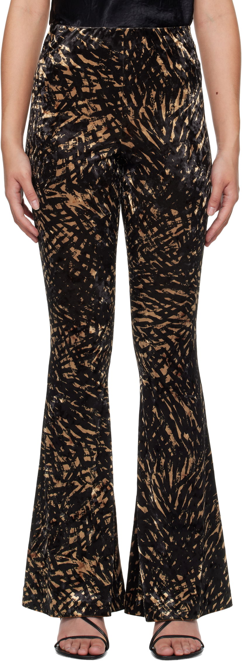 Hlače Nanushka Printed Velvet Flare Pants Večbarvna | NW24FWPA39599