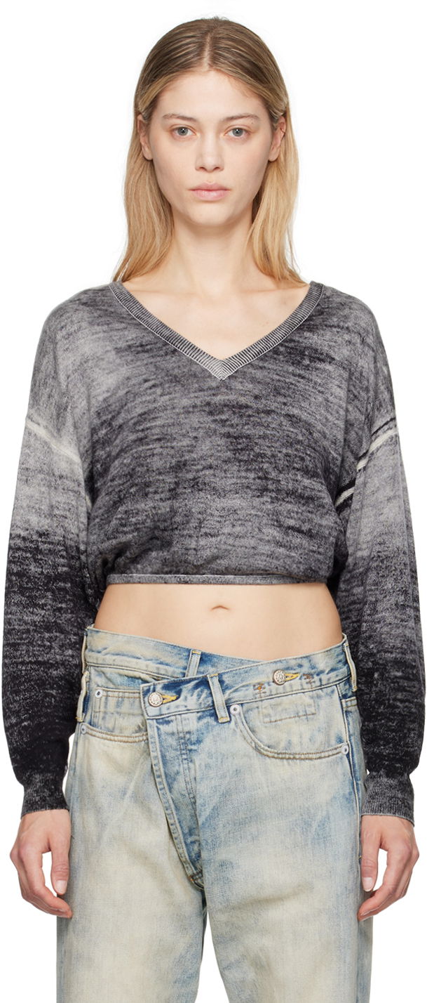 Pleteni pulover R13 R13 Gathered Hem Cropped Sweater Siva | R13WY227-Y158B