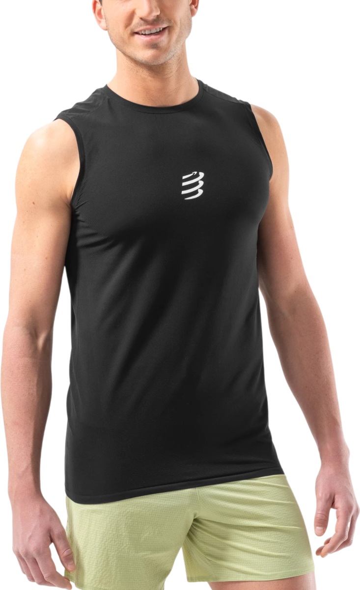Majica brez rokavov Compressport Trail Racing Tank Črna | atsm3849-atsm3849000