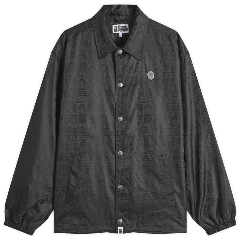 Vetrovka BAPE Nylon Coach Jacket with All-Over Logo Print Črna | 001LJK801314M-BLK