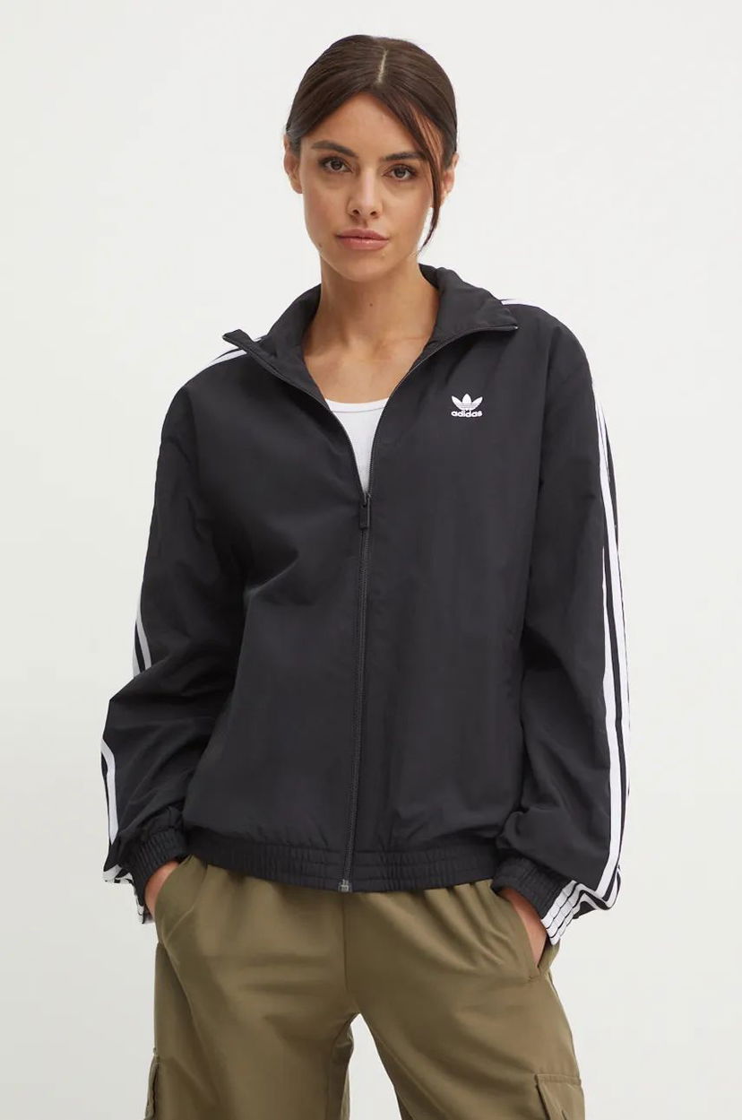 Vetrovka adidas Originals Woven Tracktop Oversized Windbreaker Črna | JD5331