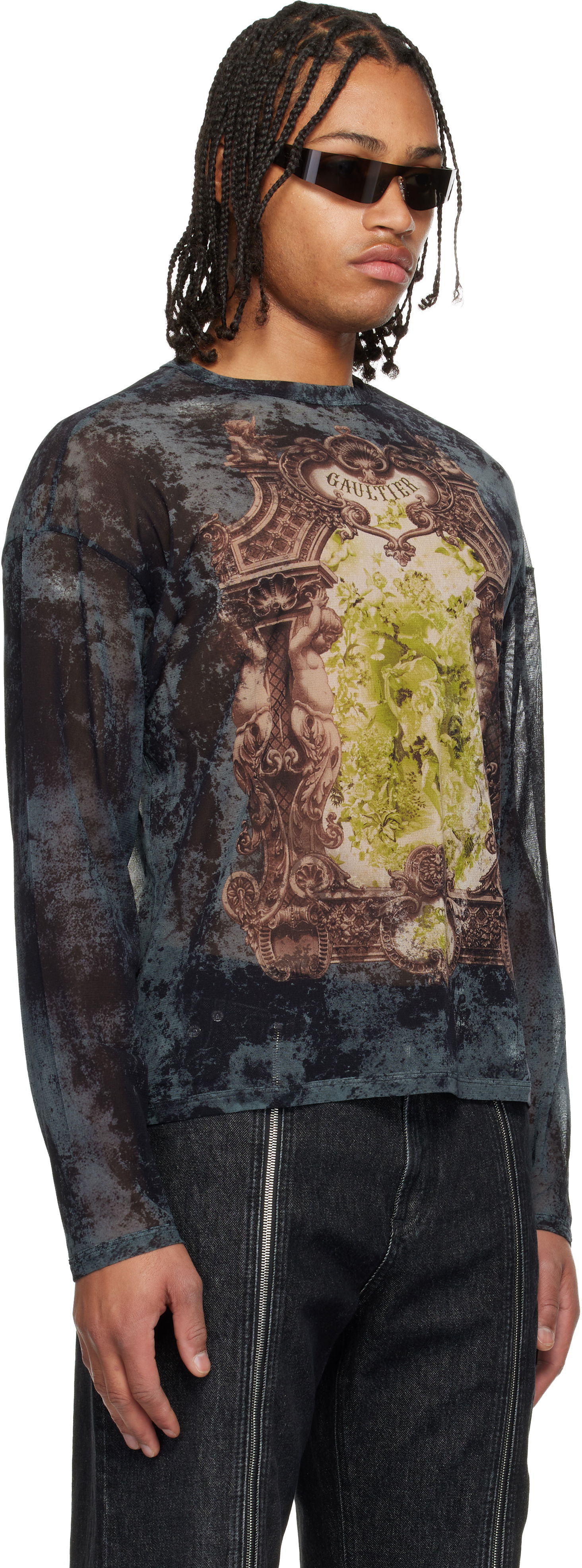 Majica Jean Paul Gaultier The Oversized Médaillon Printed Mesh Long Sleeve Top Večbarvna | 25/04-W-TO340-M006P-005740, 1