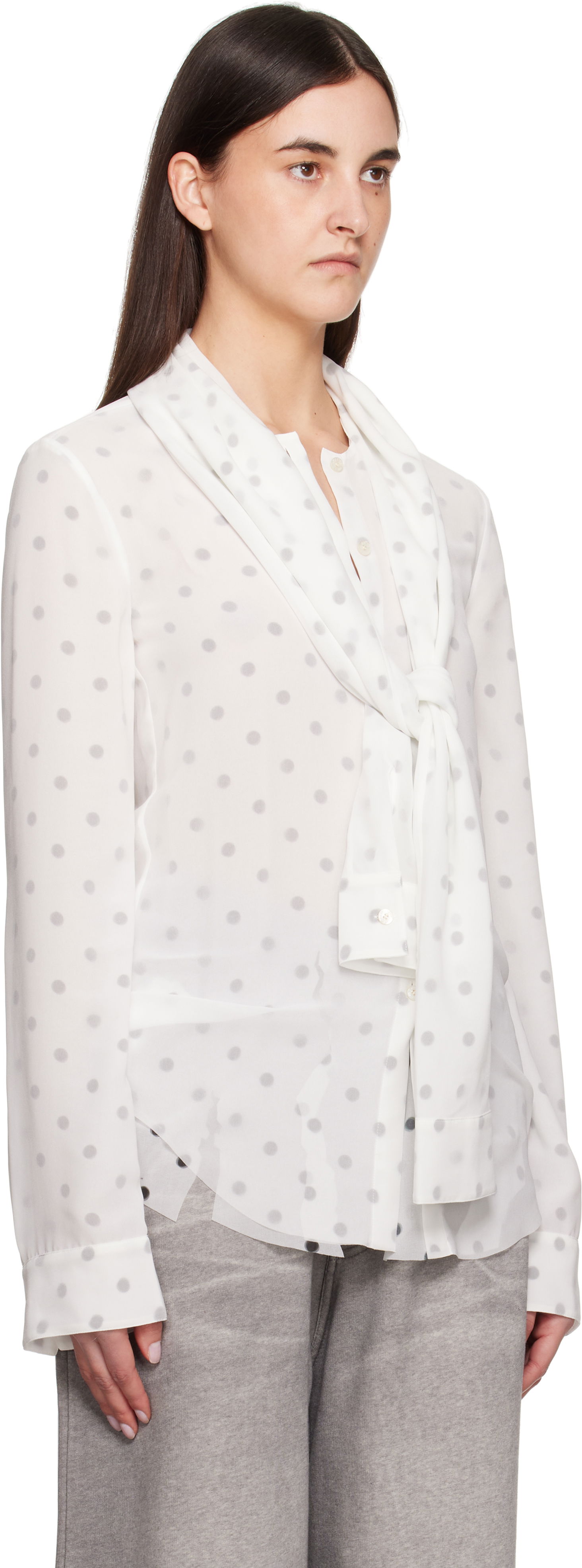 Srajce Acne Studios Acne Studios Layered Polka Dot Blouse Bela | AC0721-, 1