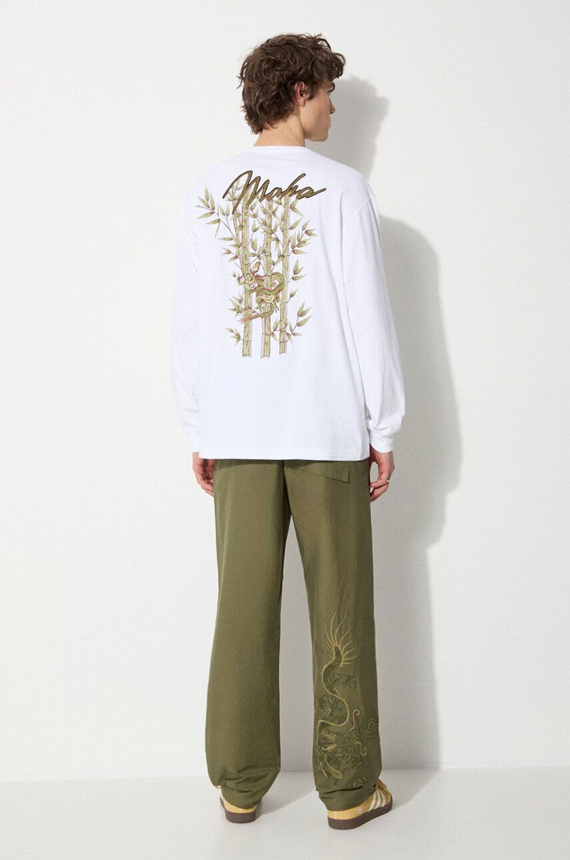 Majica Maharishi Maharishi Dragon Bamboo Long Sleeve T-Shirt Bela | 5080.WHITE