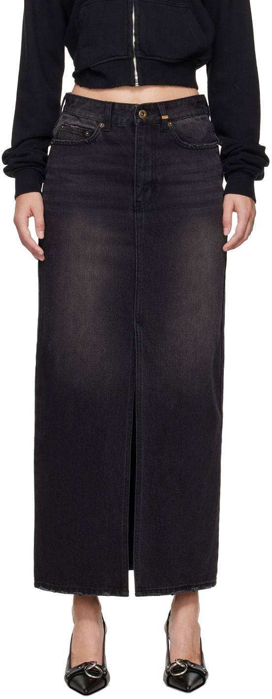 Krila We11done We11done Washed Denim Maxi Skirt Črna | WD-DS2-24-373-W-BK, 0
