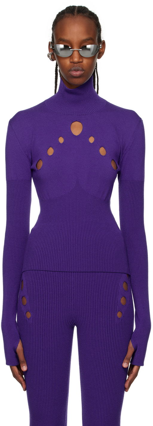 Pleteni pulover Jean Paul Gaultier Jean Paul Gaultier Cutout Turtleneck Top Lila | 22/09-F-PL022-M035