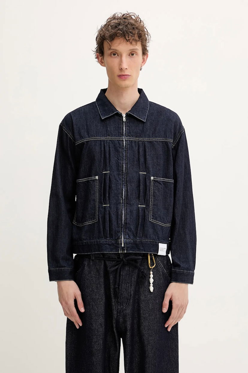 Jakna Neighborhood NEIGHBORHOOD Washed LW Denim Zip Jacket Mornarica | 251SPNH.JKM01