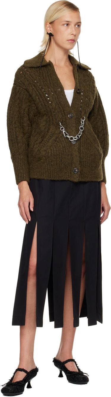 Pleteni pulover Simone Rocha Simone Rocha Sculpted Chunky Knit Chain Detail Cardigan Zelena | MZMK1E 0665, 3