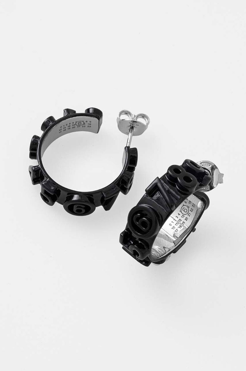 Uhani Maison Margiela MM6 Number Hoop Earrings Črna | SM7VG0070.P6686