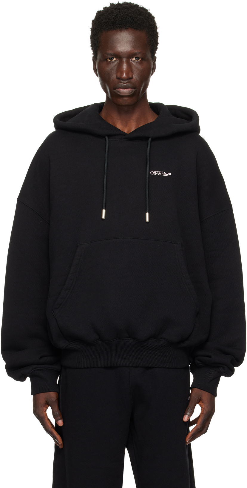 Pulover Off-White Oversized Hoodie With Logo Print Črna | OMBB118F24FLE0031030