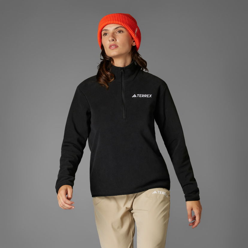 Pleteni pulover adidas Performance Multi Essentials 1/2 Zip Fleece Jacket Črna | JP0788