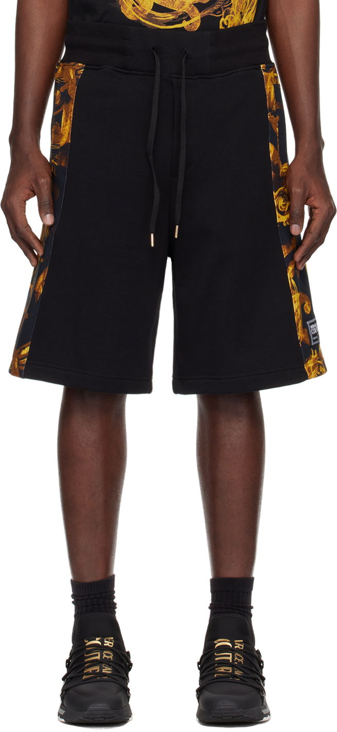 Kratke hlače Versace Couture Black & Gold Watercolor Couture Shorts Črna | E76GAD3C0_EFS127