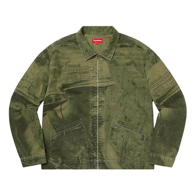 Jakna Supreme Supreme Is Love Denim Work Jacket Zelena | SUP-FW19-060