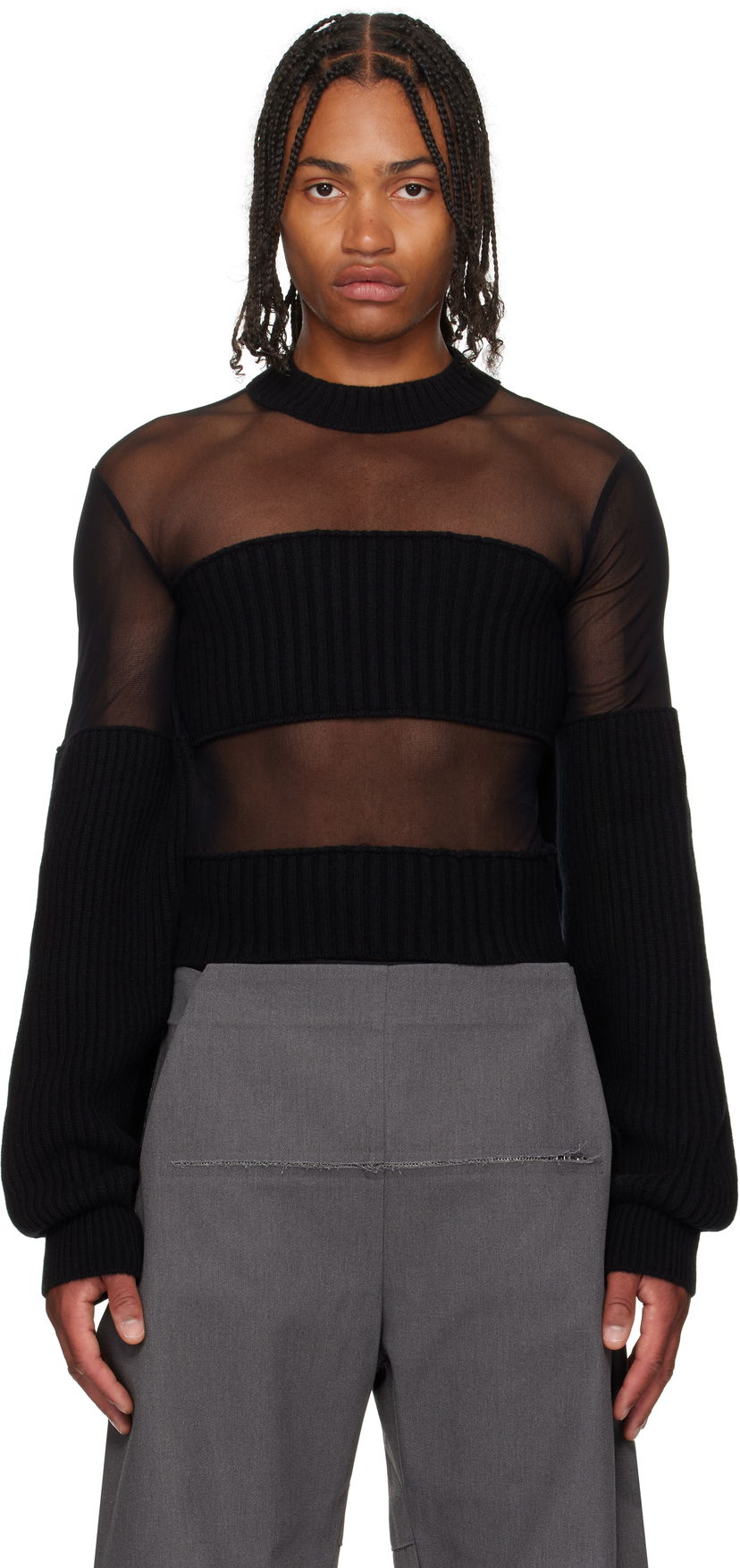 Majice in brezrokavniki Jean Paul Gaultier Jean Paul Gaultier Mesh Cut Out Detail Top Črna | 25/03-W-PO016-K002-00