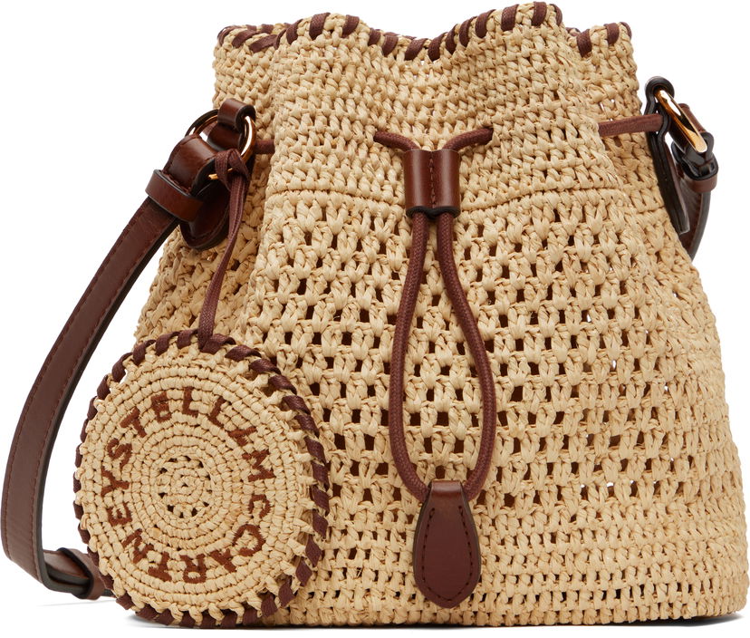 Torbica Stella McCartney Stella McCartney Falabella Raffia Crochet Bucket Bag Bež | 7B0153WP0376