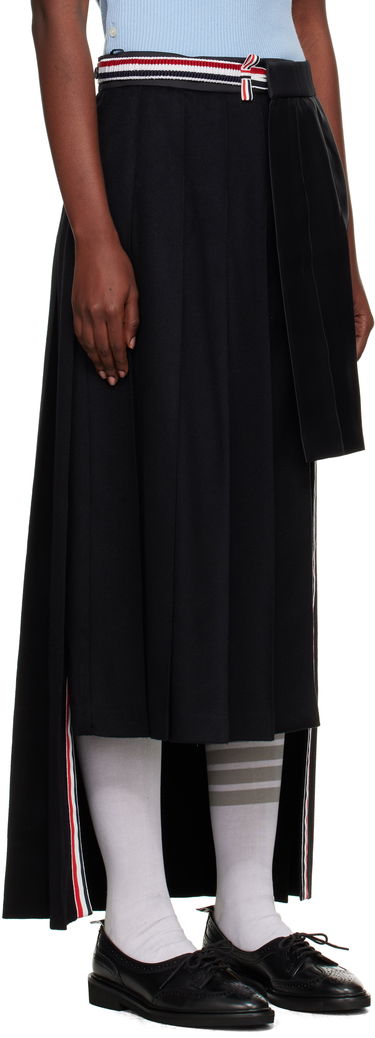 Krila Thom Browne Wrap Pleated Midi Skirt Črna | FGCA33C-07962, 1