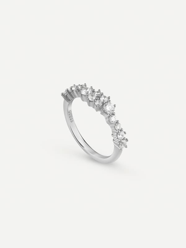Prstan GUESS Silver Ring With Clear Crystal Stones Kovinski | JSBR04486JW