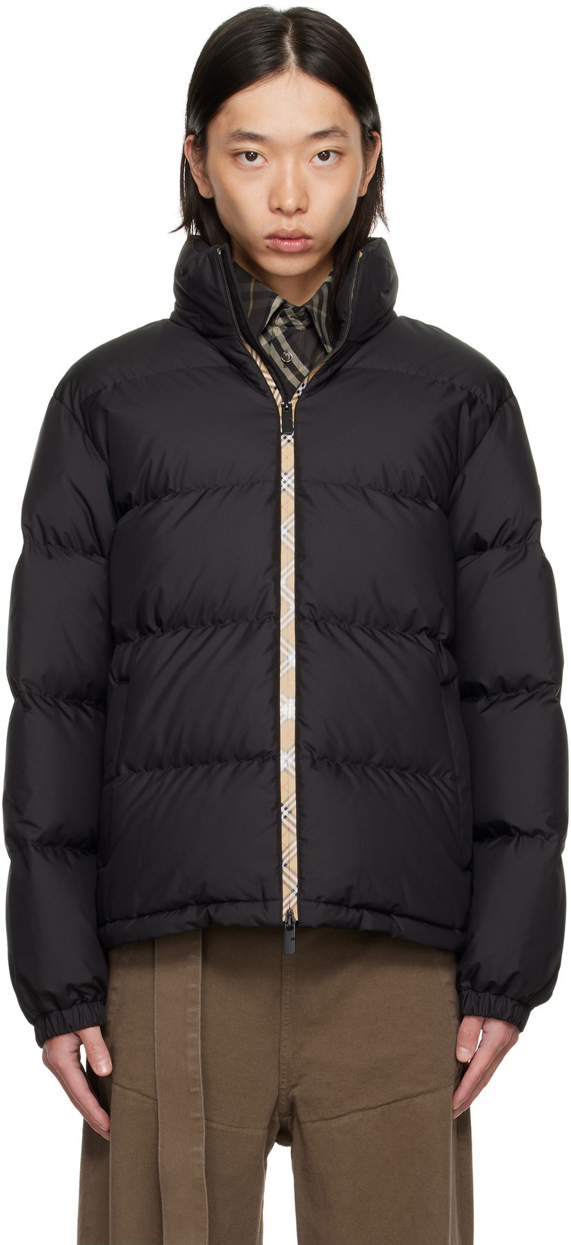 Puhovka Burberry Burberry Snowdon Checker-Tape Down Jacket Črna | 8113810
