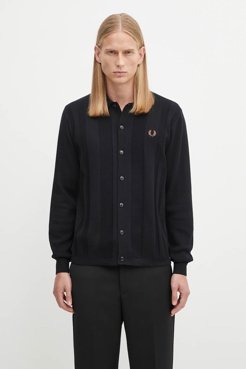 Pleteni pulover Fred Perry Fred Perry Textured Cardigan Črna | K9726