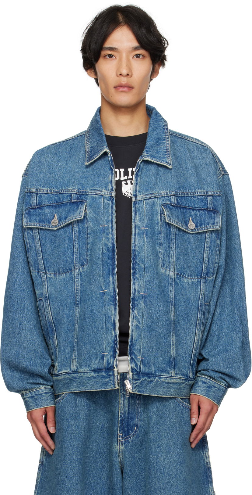 Jakna VETEMENTS Hip-Hop Denim Jacket Modra | UH76DJ250VB