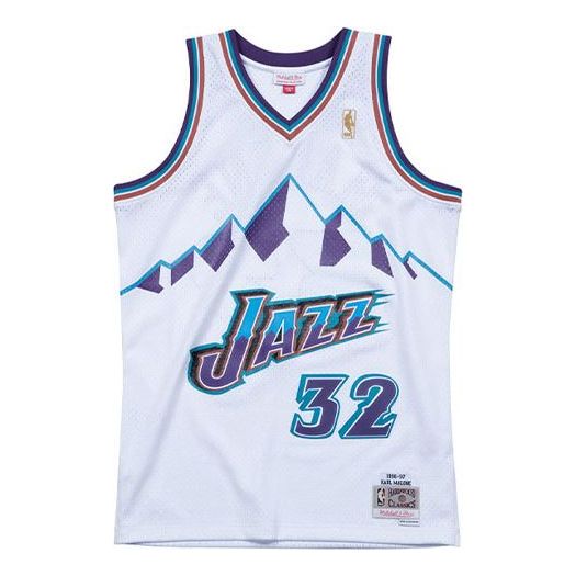Dres Mitchell & Ness Mitchell & Ness Utah Jazz Karl Malone Swingman Jersey Bela | SMJYAC18056-UJAWHIT96KMA, 0