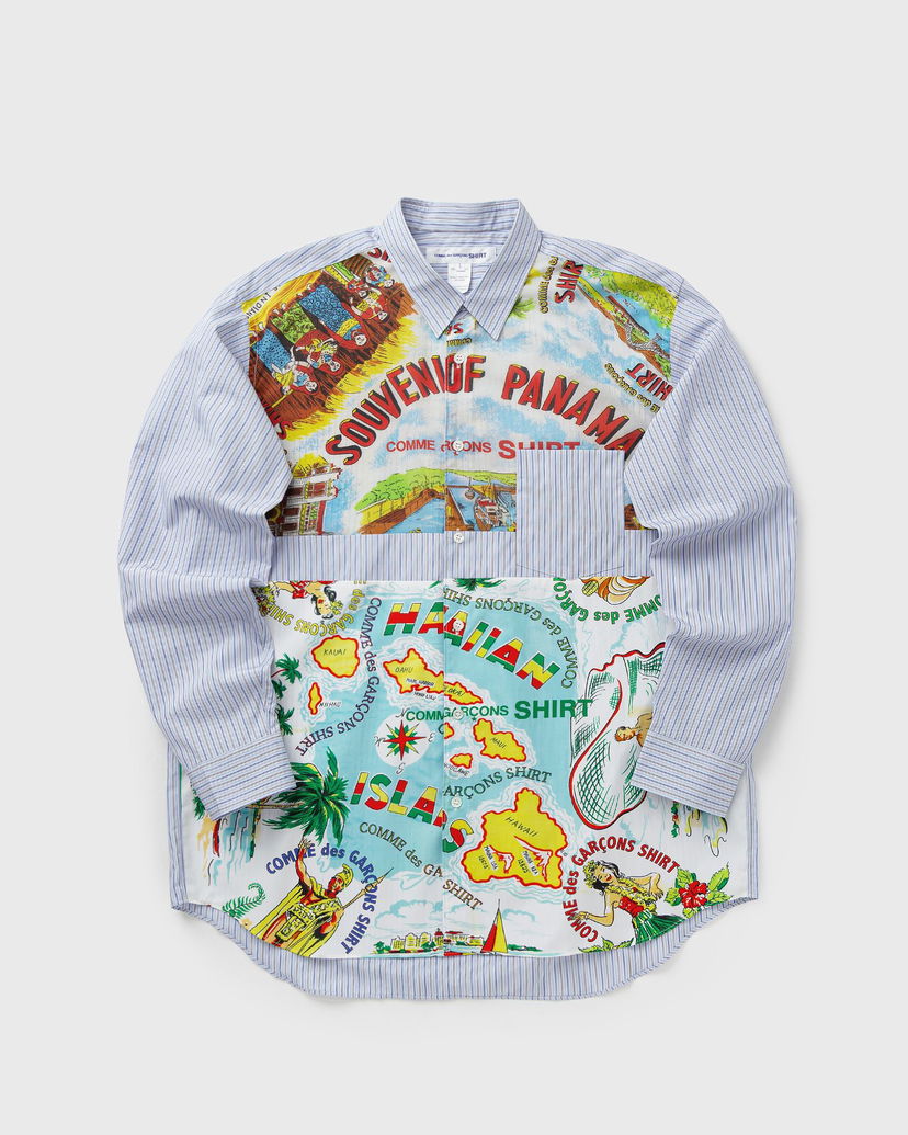 Srajce Comme des Garçons Pinstripe Patchwork Souvenir Print Woven Shirt Večbarvna | FP-B059-W25-1