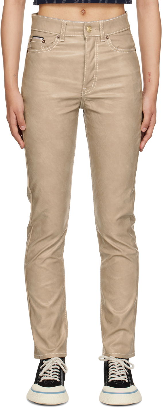 Hlače Eytys Eytys Solstice Faux-Leather Jeans Bež | A036007