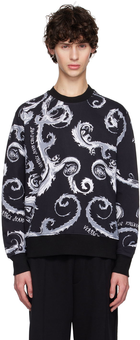 Pulover Versace Jeans Couture Black & Gray Chromo Couture Sweatshirt Črna | E77GAI3R0_EFS161, 0